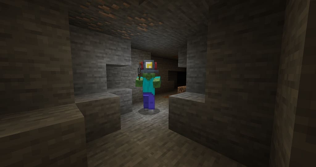 A naturally spawning Miner Zombie
